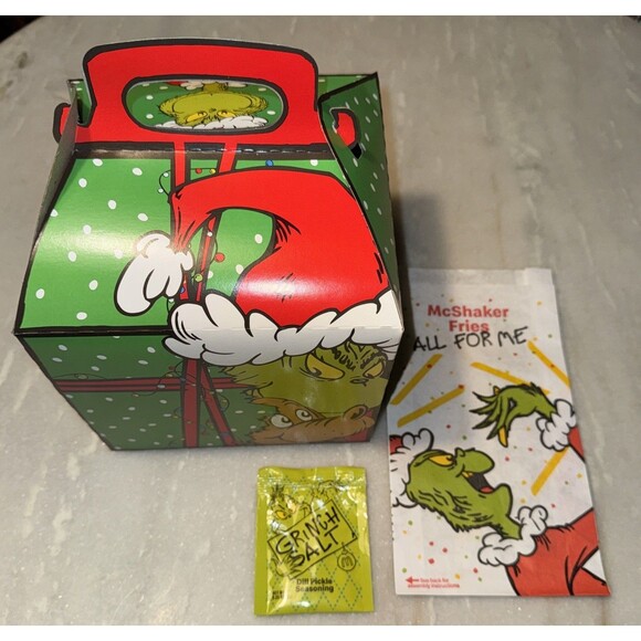 2025 McDonalds Adult Happy Meal Grinch Salt Grinch Bag, Grinch Box, NO SOCKS - Picture 1 of 3